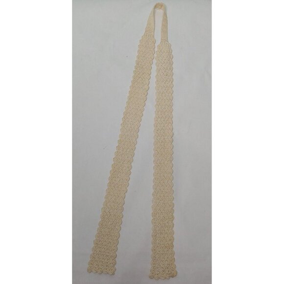 Vintage Crochet Mens Neck Ties Lot of 3 Off White And Green  Vintage Crochet Mens Neck Ties Lot of 3 Off White And Green Read Flaws